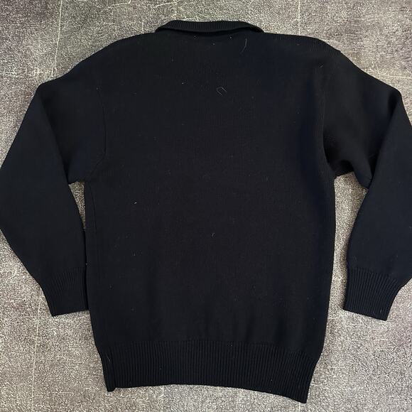 Womens Vintage 80s Duck Hunting Dog Patch Navy Blue Pullover Henley Sweater Sz L - Picture 3 of 3